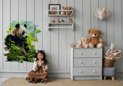 A mural of a panda.